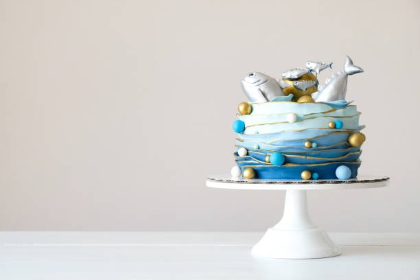 Premium Custom-Made Monogram Baby Shark Cake for Birthdays